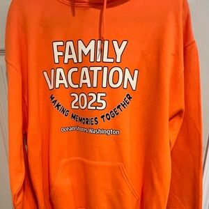 Jerzees Vibrant Orange Vacation Hoodie. NWT. Size L.